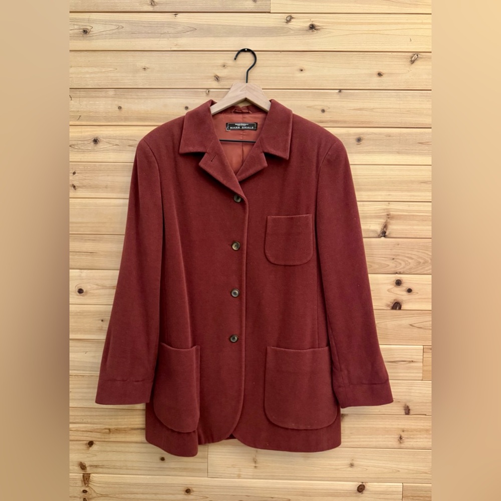 Vintage Mark Shale Mariano Rubinacci Medium Red Orange Wool Angora Blazer Jacket